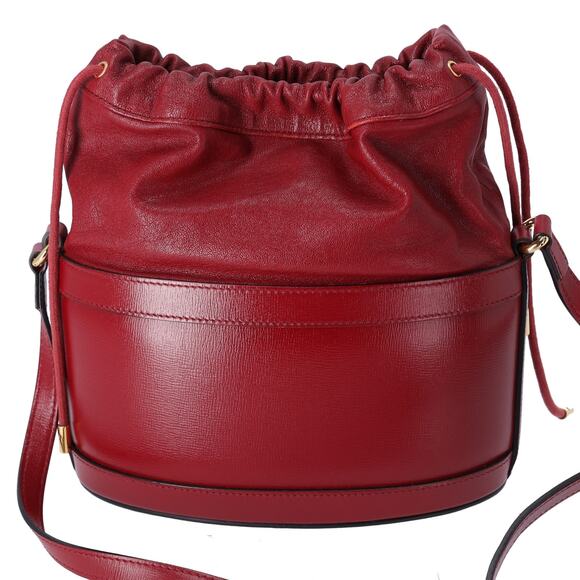 GUCCI Horsebit 1955 Bucket Bag Shoulder Bag 602118 Bordeaux Leather - Picture 3 of 8